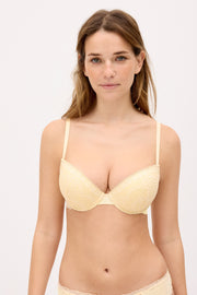 Sujetador push-up con encaje amarillo