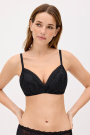 Sujetador sin aro con relleno con encaje negro