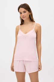 Pijama ligero camiseta tirantes y pantalón corto rosa