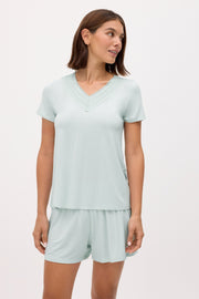 Pijama ligero camiseta manga corta y pantalón corto verde