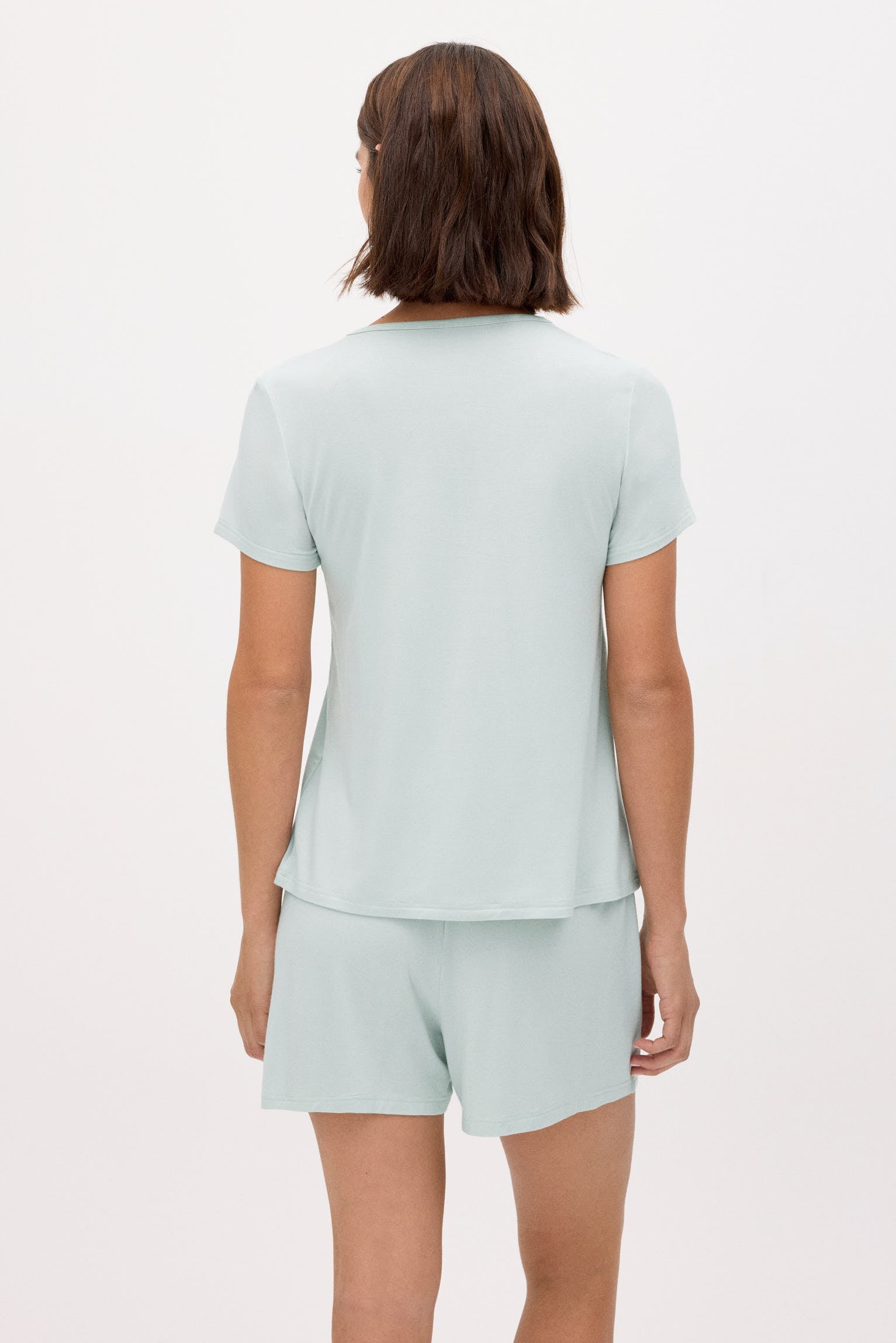 Pijama ligero camiseta manga corta y pantalón corto verde