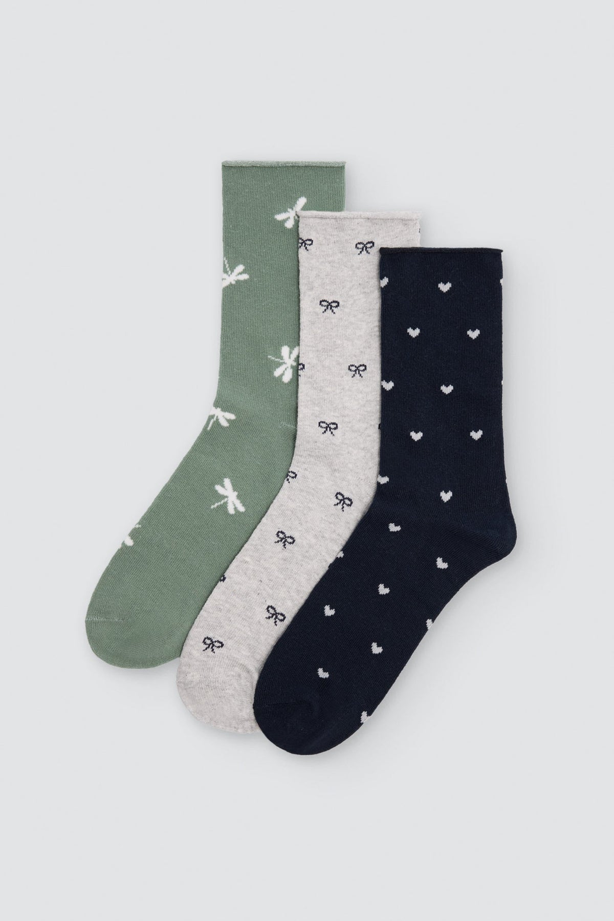 Pack de 3 calcetines mujer estampados sin puño fantasía