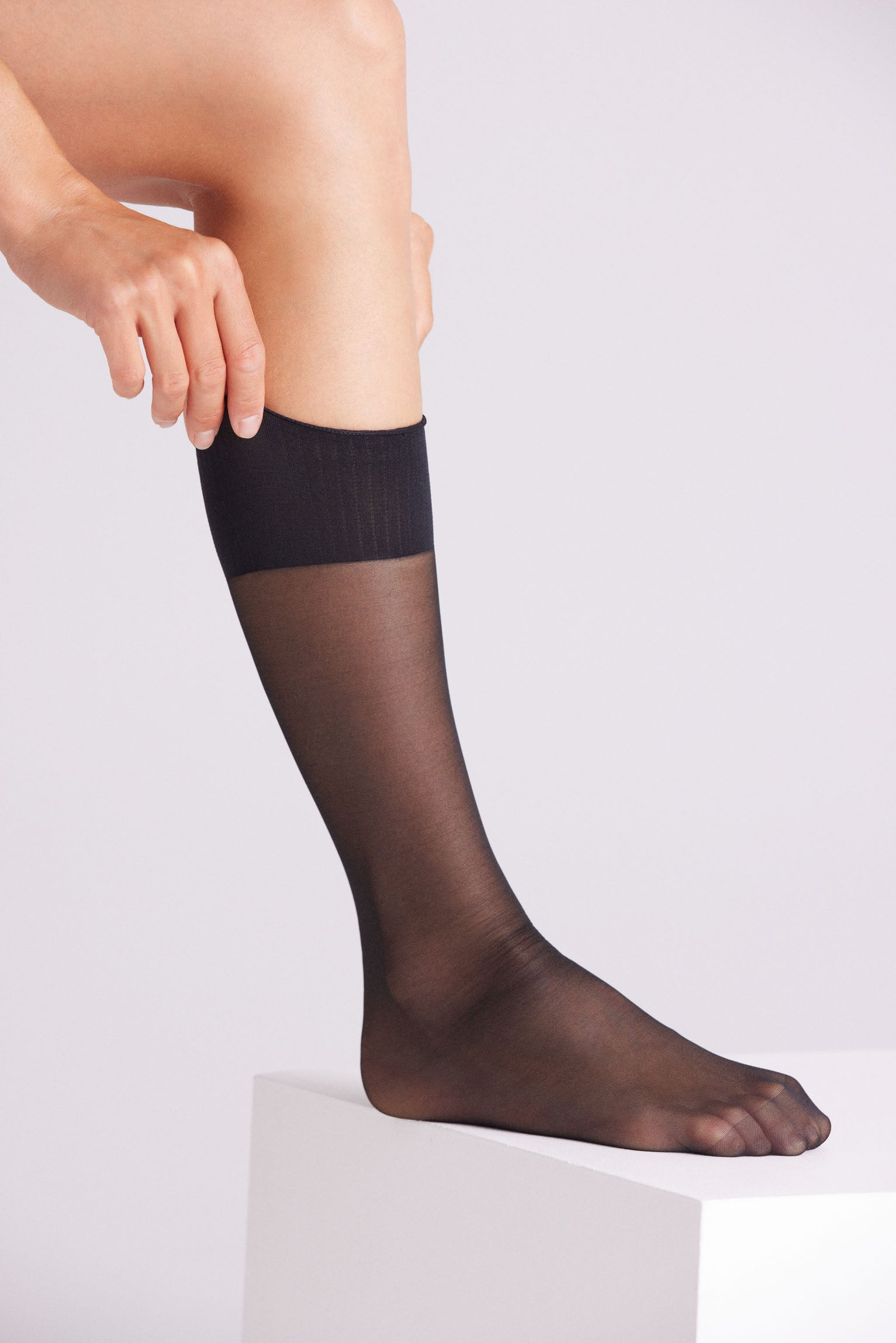 Pack 2 medias largas puño antipresión 20 denier - Negro