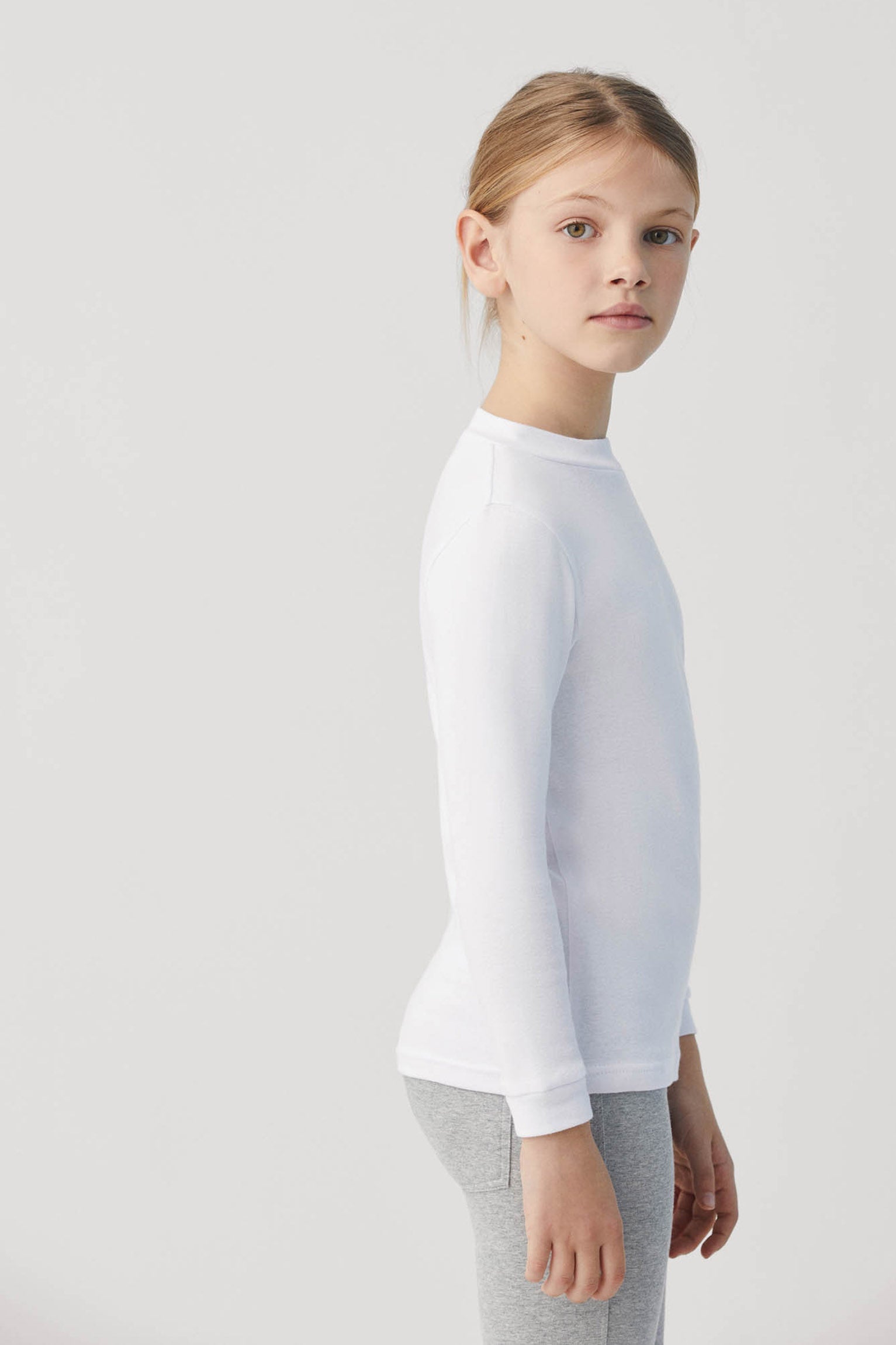 Camiseta cálida manga larga cuello semicisne - Blanco