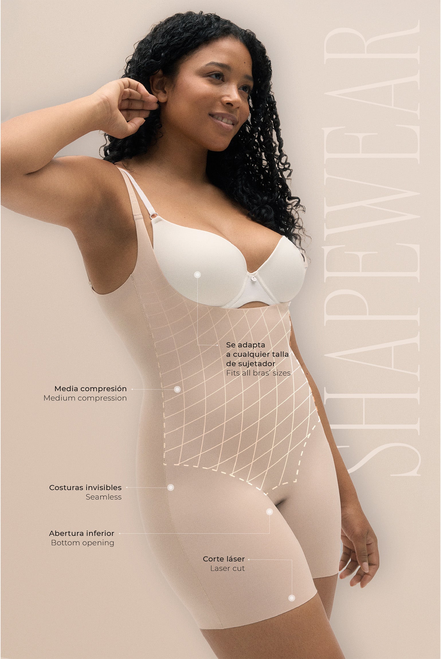 Body-up reductor con abertura acabados invisibles nude