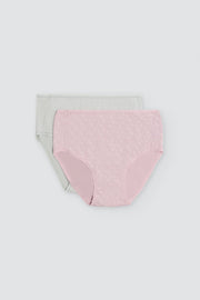Pack de 2 bragas de algodón altas estampadas multicolor