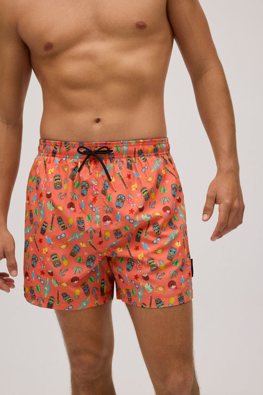 Bañador medio ligero estampado hawai