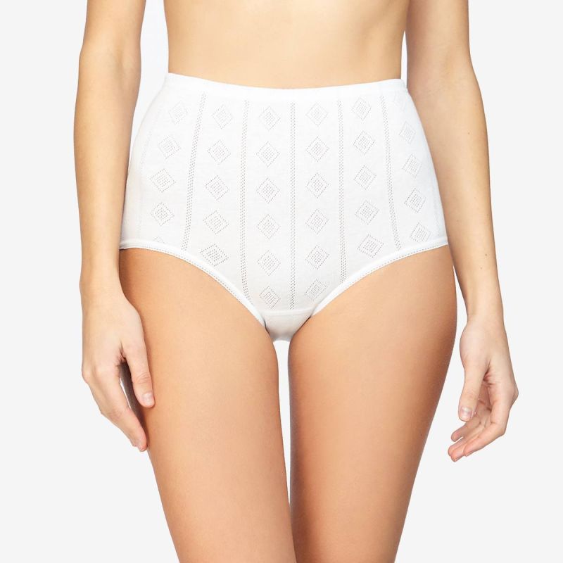 23190 Braguita clásica alta de algodón dibujo jacquard - Blanco