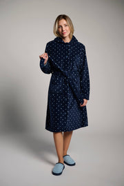 Bata midi polar coralina mujer marina lunares