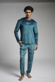 Pijama largo hombre terciopelo estampado cuadros Confident & Classy