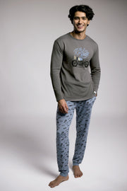 Pijama largo hombre afelpado estampado motero The Real Racer