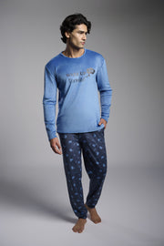 Pijama largo hombre terciopelo estampado Wake Up Dormilón