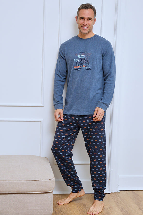 Pijama de hombre interlock Ride Free con pantalón estampado