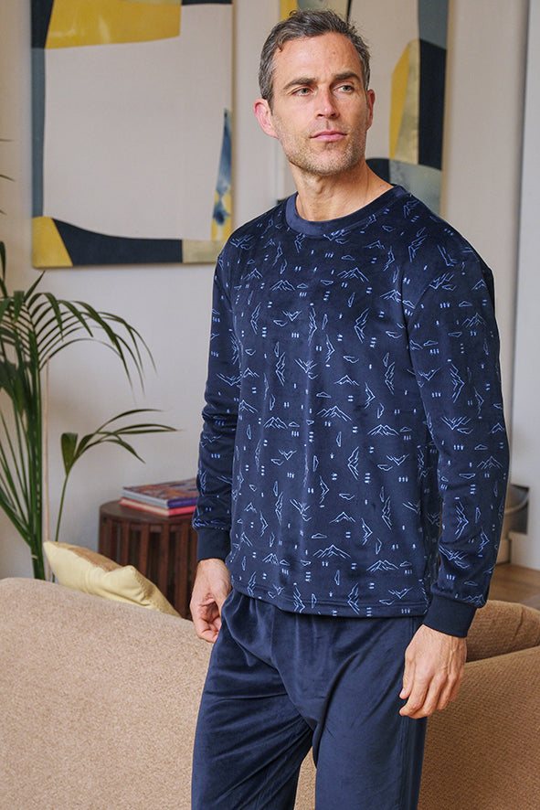Pijama de hombre spandex con estampado de montañas