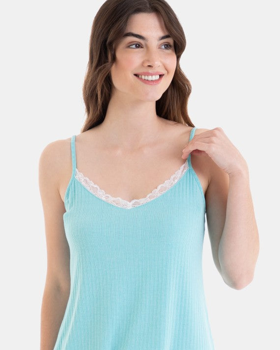 Pijama Corto de Mujer de Tirantes Tejido Desagujado