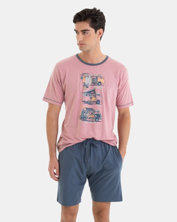 Pijama Corto de Hombre 100% Algodón Estampado Furgos