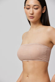 Bandeau sin tirantes-multiposición con encaje nude