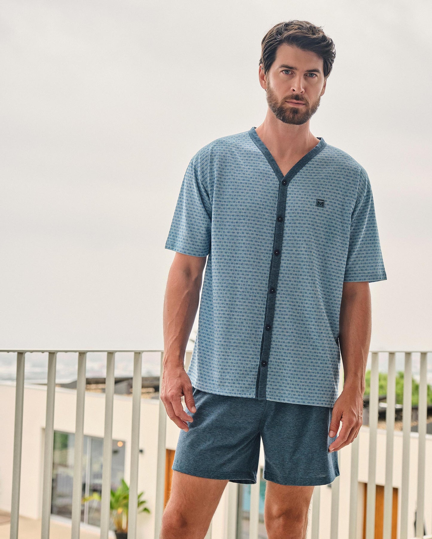 Pijama Corto de Hombre con Botones