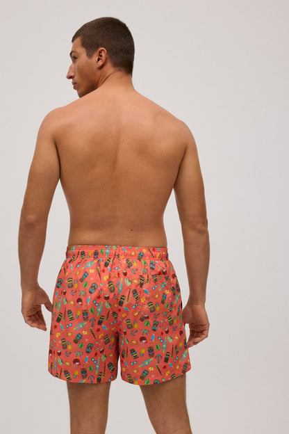 Bañador medio ligero estampado hawai