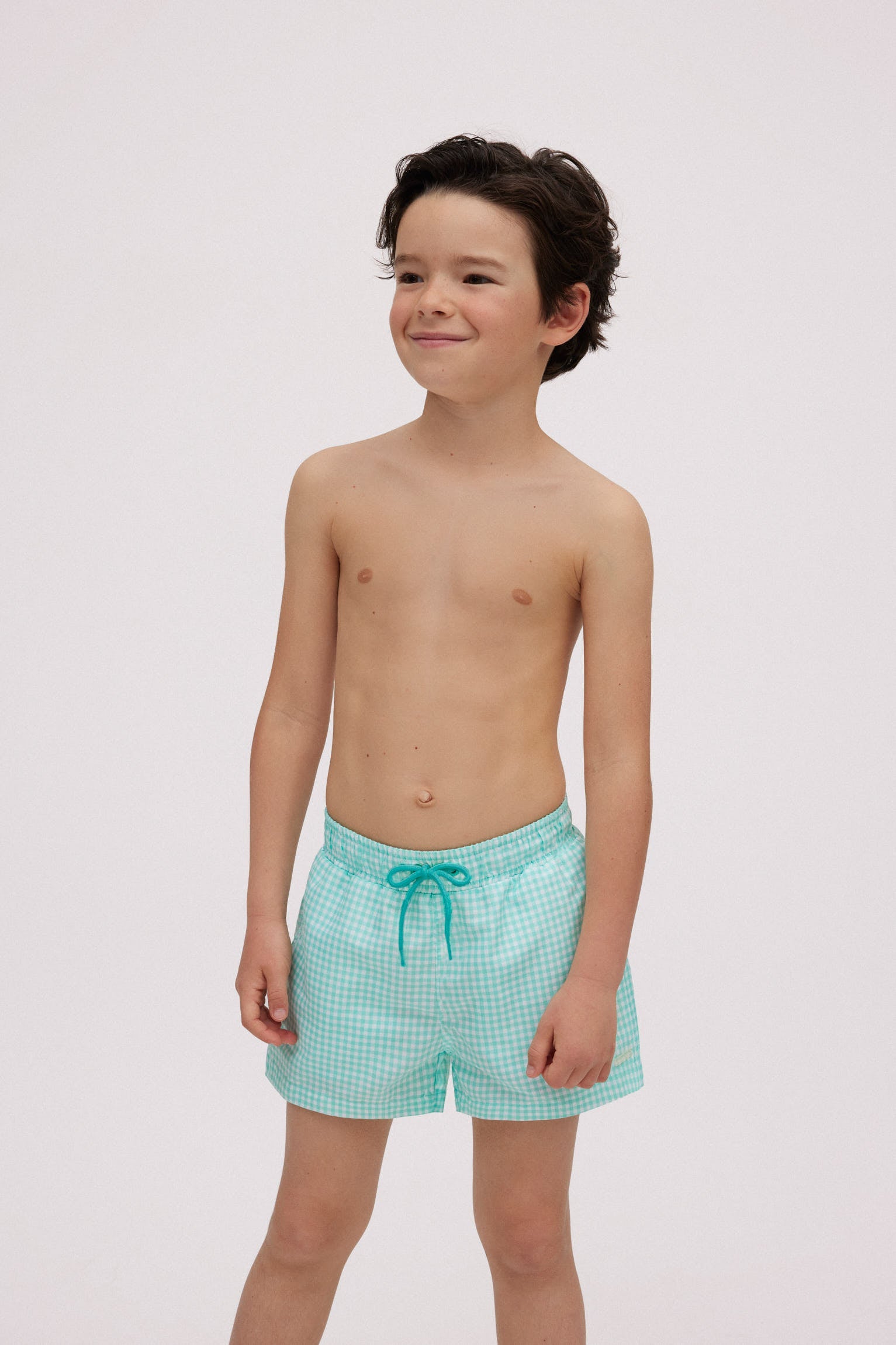 Bañador niño corto estampado vichy