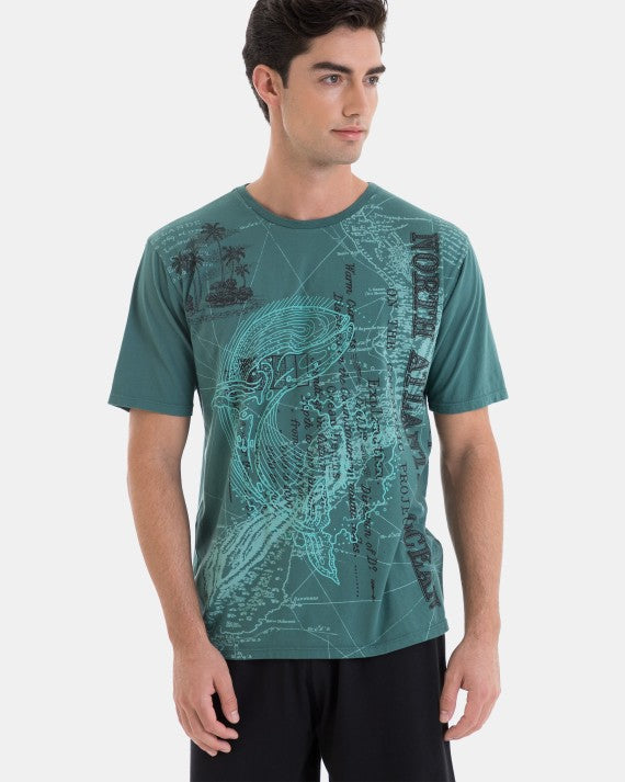 Pijama Corto de Hombre de Algodón Estampado Islas