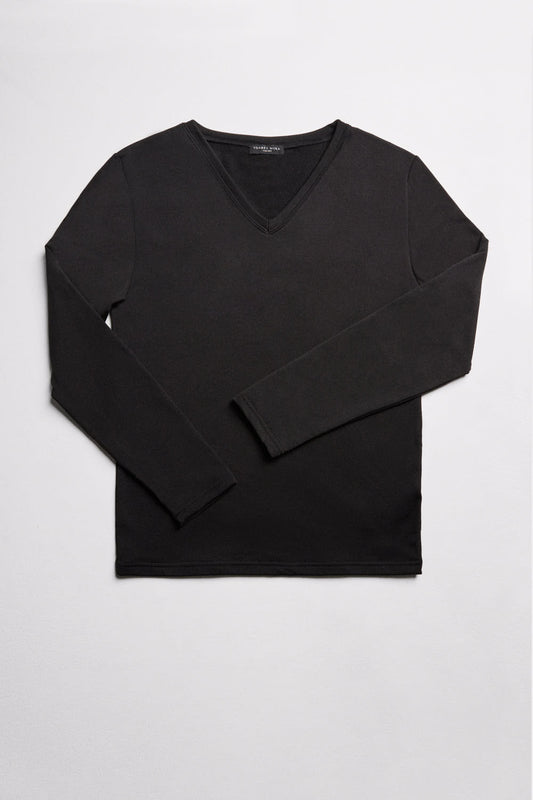 Camiseta interior térmica cuello pico manga larga - Negro