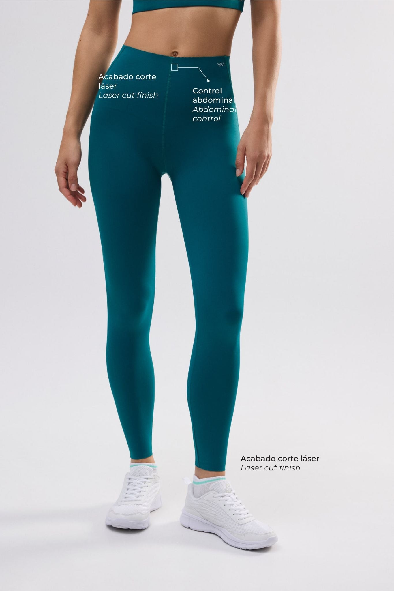Leggings deportivos largos compressive vientre plano verde botella