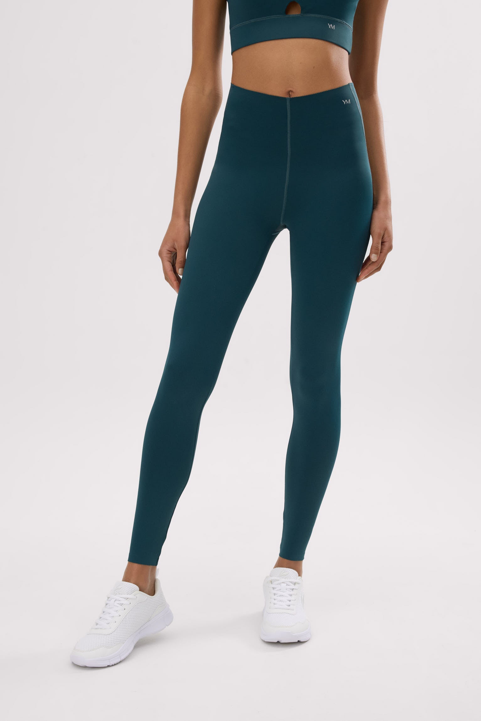 Leggings deportivos largos compressive vientre plano verde botella