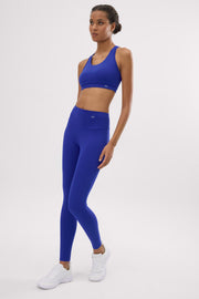Leggings deportivos largos de tiro alto tacto algodonero azul eléctrico