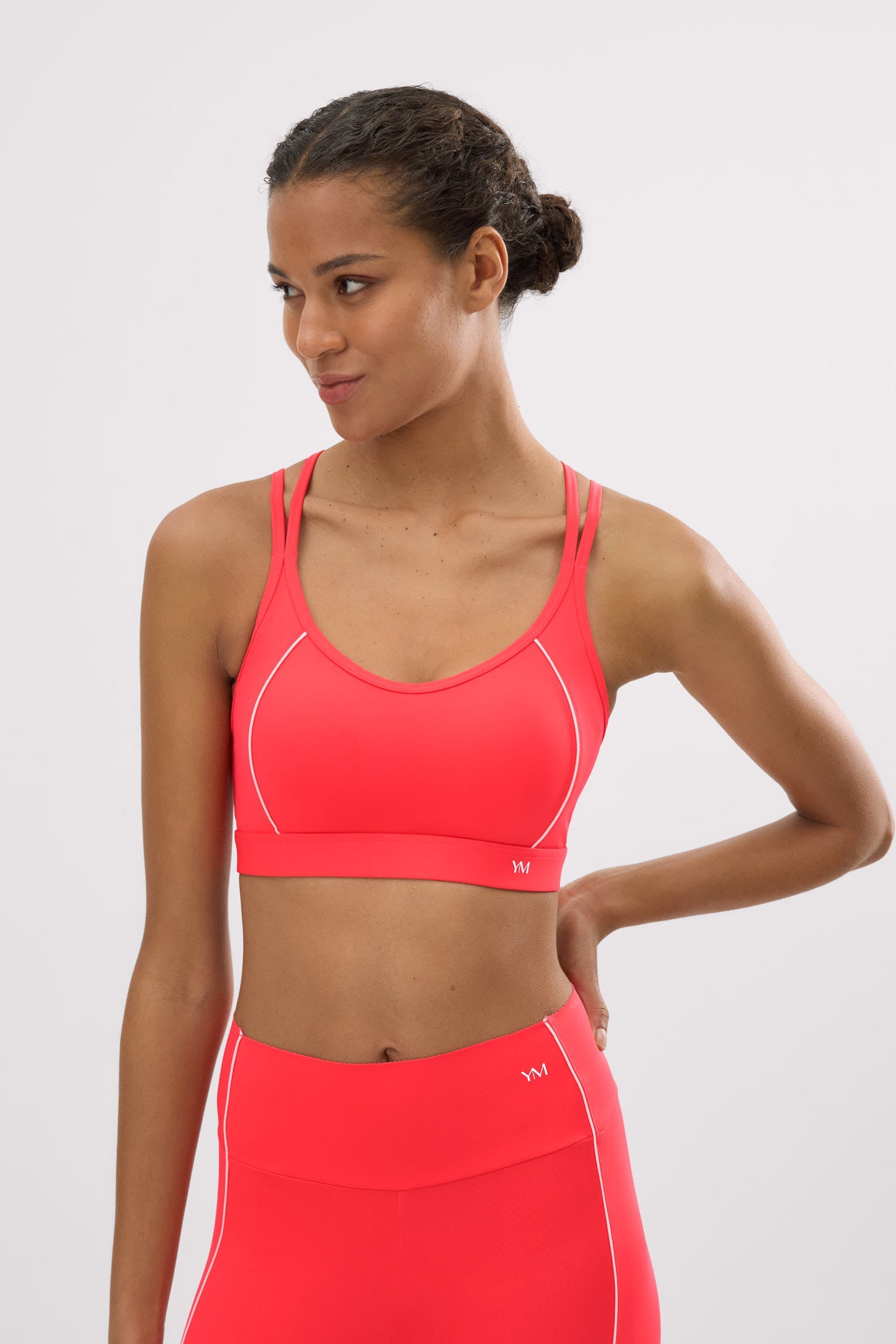 Sujetador deportivo Compressive espalda cruzada coral