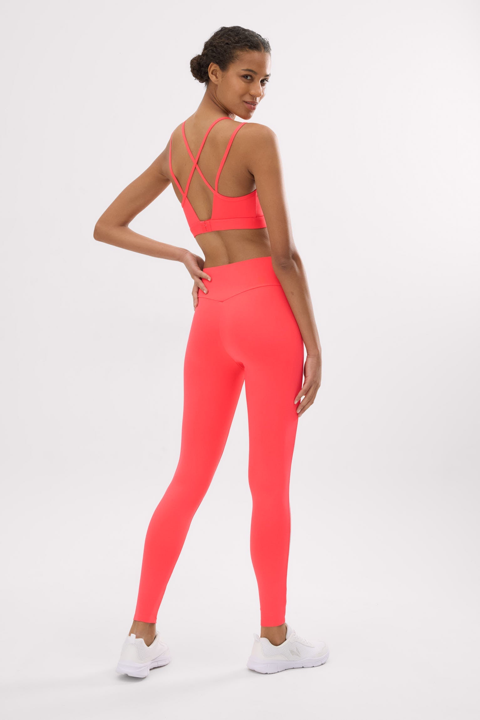 Leggings deportivos Compressive largos efecto push-up coral
