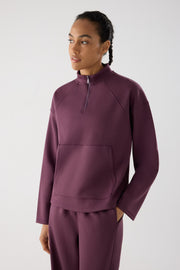 Sudadera deportiva bolsillo canguro burdeos