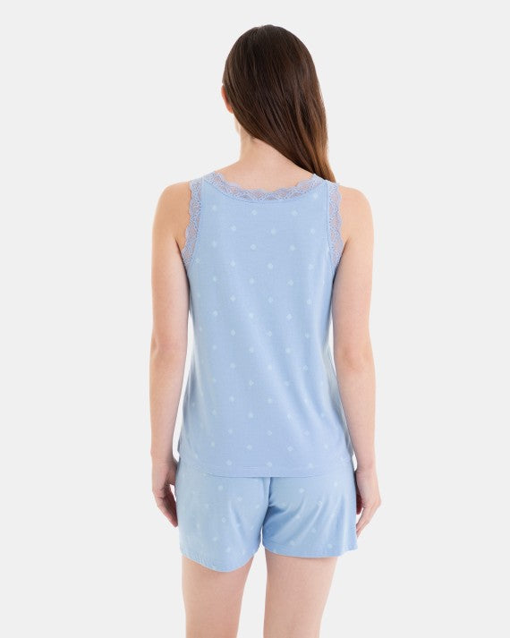 Pijama Corto de Mujer de Tirantes y Puntilla
