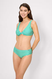 Conjunto bikini triángulo estampado geométrico verde copa C