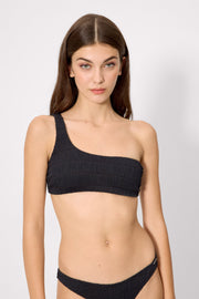 Conjunto bikini asimétrico textura negro copa B