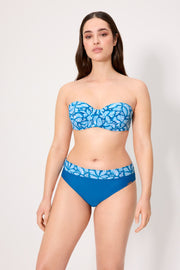 Conjunto de bikini bandeau flores azul copa C