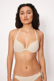 Conjunto bikini doble push-up tejido calado marfil copa B