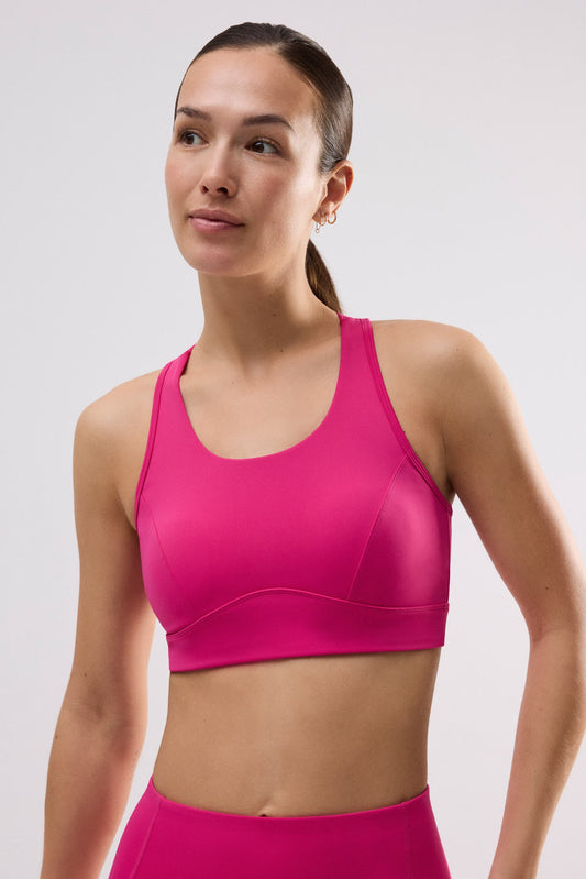 Sujetador deportivo con relleno extraíble sujeción media fucsia