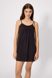 Vestido mini básico tirantes anudados negro
