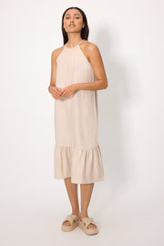 Vestido largo recto con lino