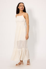 Vestido largo calado con forro interior marfil