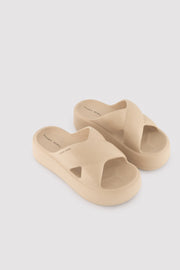 Chanclas de playa con plataforma antideslizantes ligeras beige