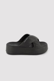 Chanclas de playa con plataforma antideslizantes ligeras negras