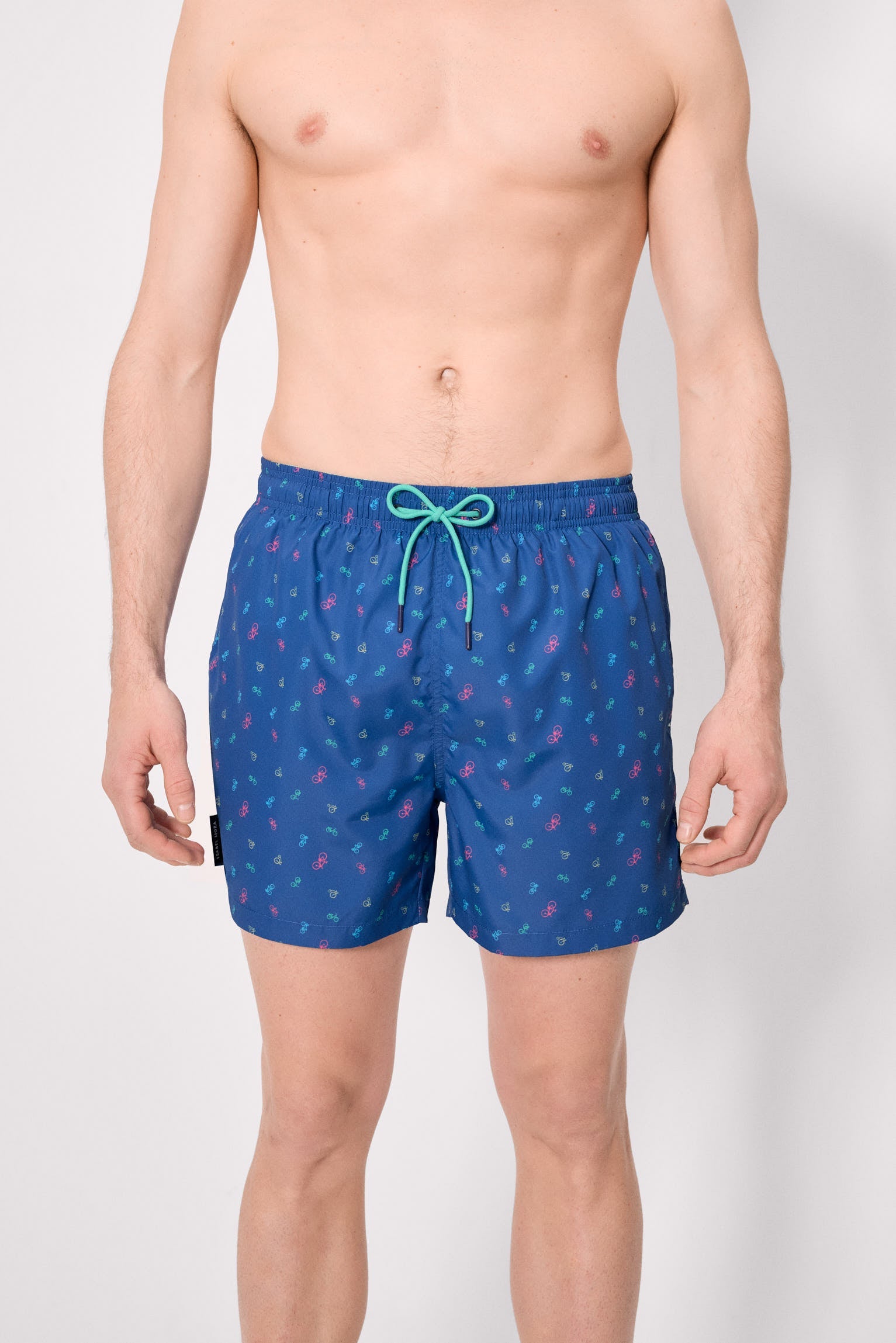Bañador medio estampado bicicletas azul