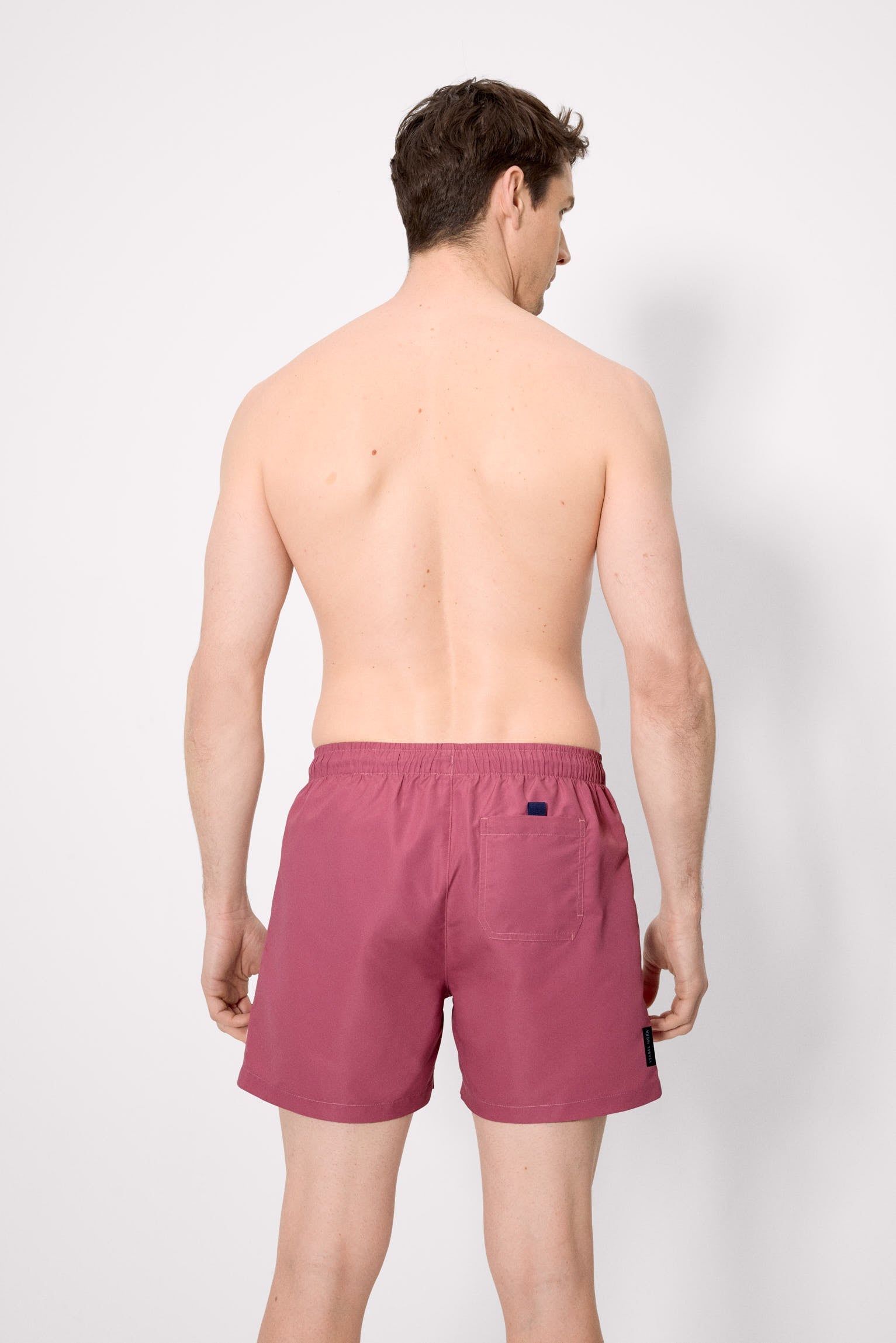Bañador medio básico rosa oscuro empolvado