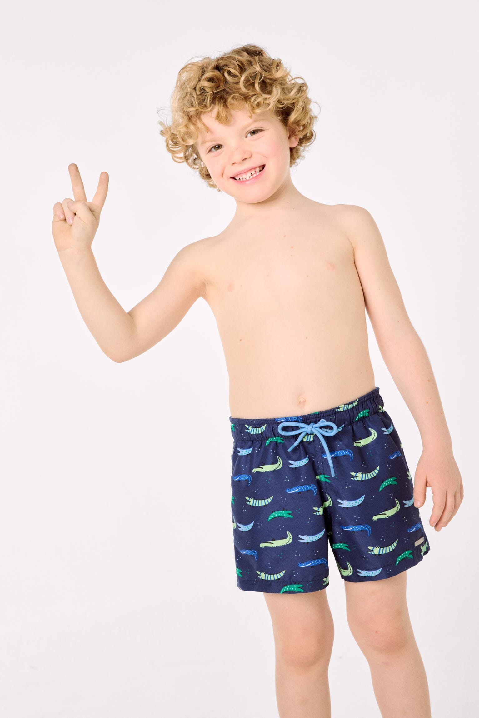 Bañador niño corto estampado cocodrilos multicolor