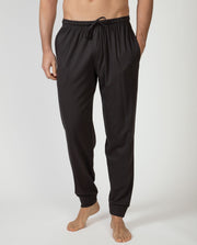 Pantalón largo de pijama de hombre liso con puños, cordón ajustable y bolsillos