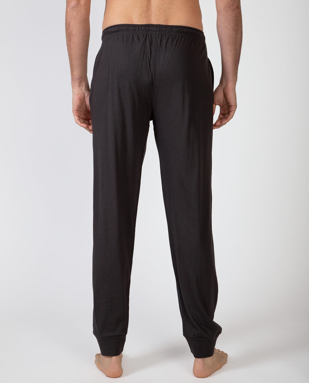Pantalón largo de pijama de hombre liso con puños, cordón ajustable y bolsillos