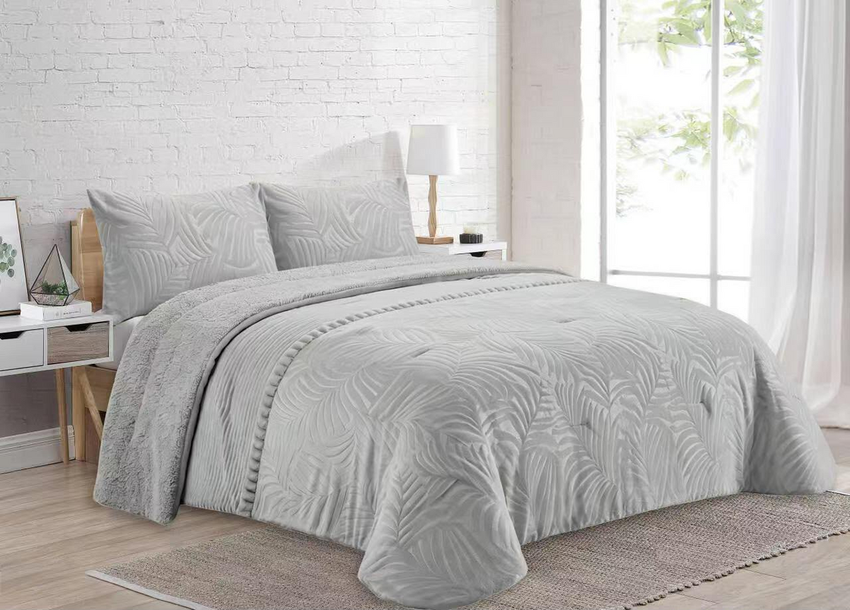 Edredón Sherpa BERGEN Texturas gris