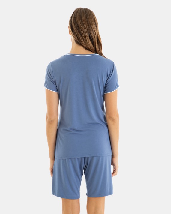 Pijama Corto de Mujer Estampado Moments Tejido Bambú
